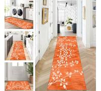 ZUZEKU Runner Hallway Kitchen Washable Non-Slip 80 x 140 cm Orange Long Kitchen Rug Hallway Rug for Corridor Living Room Bedroom Sold by the Metre Adjustable
