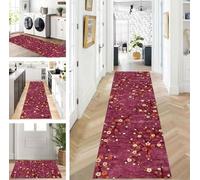 ZUZEKU Runner Hallway Kitchen Washable Non-Slip 80 x 180 cm Long Pink Purple Kitchen Rug Hallway Rug for Corridor Living Room Bedroom Sold by the Metre Adjustable