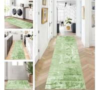ZUZEKU Runner Hallway Kitchen Washable Non-Slip 80 x 200 cm Long Green Kitchen Rug Hallway Rug for Corridor Living Room Bedroom Sold by the Metre Adjustable