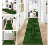 ZUZEKU Runner Hallway Kitchen Washable Non-Slip 80 x 300 cm Green Long Kitchen Rug Hallway Rug for Corridor Living Room Bedroom Sold by the Metre Adjustable