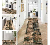 ZUZEKU Runner Hallway Kitchen Washable Non-Slip 80 x 340 cm Long Beige Brown Green Kitchen Rug Hallway Rug for Corridor Living Room Bedroom Sold by the Metre Adjustable
