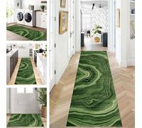 ZUZEKU Runner Hallway Kitchen Washable Non-Slip 80 x 340 cm Long Green Kitchen Rug Hallway Rug for Corridor Living Room Bedroom Sold by the Metre Adjustable
