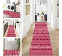 ZUZEKU Runner Hallway Kitchen Washable Non-Slip 90 x 200 cm Long Pink Kitchen Rug Hallway Rug for Corridor Living Room Bedroom Sold by the Metre Adjustable