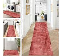 ZUZEKU Runner Hallway Kitchen Washable Non-Slip 90 x 250 cm Long Red Kitchen Rug Hallway Rug for Corridor Living Room Bedroom Sold by the Metre Adjustable
