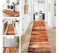 ZUZEKU Runner Hallway Kitchen Washable Non-Slip 90 x 400 cm Brown Long Kitchen Rug Hallway Rug for Corridor Living Room Bedroom Sold by the Metre Adjustable