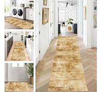 ZUZEKU Runner Hallway Kitchen Washable Non-Slip 90 x 450 cm Long Brown Kitchen Rug Hallway Rug for Corridor Living Room Bedroom Sold by the Metre Adjustable
