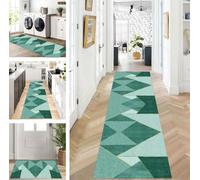 ZUZEKU Runner Hallway Kitchen Washable Non-Slip Corridor Rug Mats 40 x 120 cm Long Green Kitchen Rug Hallway Rug Runner Bedroom Dining Room Polyester Carpet Runner Sold by the Metre Adjustable