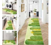 ZUZEKU Runner Hallway Kitchen Washable Non-Slip Corridor Rug Mats 40 x 180 cm Long Green Kitchen Rug Hallway Rug Runner Bedroom Dining Room Polyester Carpet Runner Sold by the Metre Adjustable