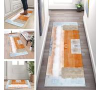 ZUZEKU Runner Rug Long Hallway Kitchen Non-Slip Washable Corridor Rug 100 x 200 cm Carpet Runner Hallway Orange Kitchen Rug Kitchen Runner for Modern Bedroom Sold by the Metre Entrance Living Room