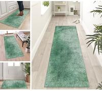 ZUZEKU Runner Rug, Long, Hallway, Kitchen Rug, Dark Green, Corridor, Non-Slip, Modern Carpet Mats, Kitchen, Bedroom, Dining Room, Polyester, Sold by the Metre, Adjustable