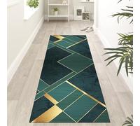 ZUZEKU Runner Rug, Long, Non-Slip, Kitchen Rug, Green, 90 x 120 cm, Carpet Runner, Washable and Durable, Corridor Rug, Bedroom, Living Room, Entrance, Dirt Trapper Mat, Sold by the Metre