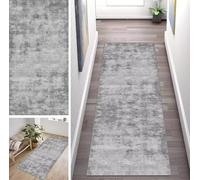 ZUZEKU Vintage Grey Runner Hallway Kitchen Washable Non-Slip 70 x 250 cm Long Plain Abstract Pattern Kitchen Rug Hallway Rug for Corridor Living Room Bedroom Sold by the Metre Adjustable