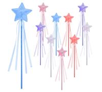 Zuzer 10PCS Star Wand Princess Wand Fairy Wand Glitter Star Wand Princess Magic Wand Performance Fairy Stick for Girls Christmas Costume Prop Cosplay Birthday Party Supply 5 Colors