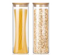 Zuzer 2000ml Glass Storage Jars with Bamboo Lid, Airtight Food Storage Containers Jar, Glass Jars for Flour, Cereal, Rice, Sugar, Coffee, Tea, Set of 2