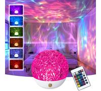 ZuzongBaoYou 16 Colour LED Ripple Projector Lamp with Remote Control, Dimmable Ambient Mood Light, 360° Wave Effect Night Light for Bedroom, Living Room, Parties & Home Décor