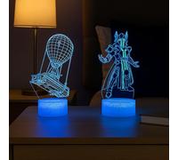 ZuzongBaoYou 3D Night Light with 2 Interchangeable Panels - Hot Air Balloon & Warrior Design, 7 Color LED Lamp with Touch Control, Decorative Light with White Crack Base, Bedroom Decor, Gift