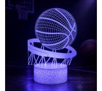ZuzongBaoYou Basketball 3D Illusion Night Light, Touch Control LED Lamp | Multi-colour LED mood lighting for bedrooms and living rooms, with easy touch control; a creative gift for basketball fans.
