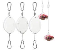 ZUZUAN 3 Pcs Upgraded Heavy Duty Retractable Plant Hanger,Plant Pulleys for Hanging Plants,Easy to Raise and Lower,Auto Lock,Adjustable Hook for Garden Baskets Pots,Birds Feeder and Grow Lights,White