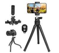 ZUZUXI Flexible Tripod for Phones & Camera, Mini Phone Tripod Stand with Remote & Phone Holder for Video Recording, Compatible with iPhone GoPro Insta360 X5 DJI Osmo Pocket 3 Canon Nikon Sony Camera