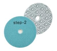 ZUZZEE Granite Concrete Stone Marble 4 Inch 100mm 3 Step Polishing Pads Dry or Wet Use Resin Bonded Abrasive with Nylon Back Fleece 1 2 3 Grit Options (2PCS step 2)