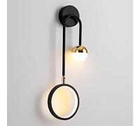 ZVALIEVYE 2-Lights Wall Mounted Light Blackd 13W Led Dimmable Wall Scones Indoor Globe Modern Circular Bedside Wall Hanging Lamp for Bedroom Living Room Porch Corridstudy/Left