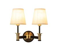 ZVALIEVYE 2-Lights Wall Sconce Vintage Wall Lamp Linen Fabric Wall Light Shade Industrial Wall Mounted Lamps E14 Hardwired Sconces Wall Lighting for Bedroom Living Room Hallway/White