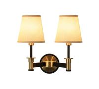 ZVALIEVYE 2-Lights Wall Sconce Vintage Wall Lamp Linen Fabric Wall Light Shade Industrial Wall Mounted Lamps E14 Hardwired Sconces Wall Lighting for Bedroom Living Room Hallway/Ephedra Yellow