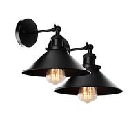 ZVALIEVYE 2 Packs Black Wall Lights Industrial Wall Sconce Black Metal Wall Lamp, Adjustable Wall Mount Lighting Fixture E27 Headboard Sconces for Living Room Bedroom Farmhouse