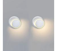ZVALIEVYE 2 Pcs Led Wall Lamp Indoor Wall Light, Modern Rotatable 360° Metal Sconce, 5W Round Wall Wash Lights Night Lamps for Living Room Bedroom Bedside Hallway Stairs/White3000K