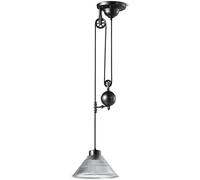 ZVALIEVYE Adjustable Rise and Fall Light Industrial Rustic Ceiling Lighting Clear Glass Dome Suspended Droplight Vintage Pulley Chandelier for Dining Room Kitchen Living Room