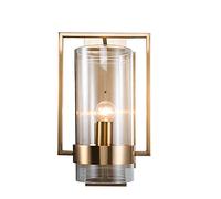 ZVALIEVYE American Modern Straight Copper Wall Lamp, Glass Lampshade, Indoor Wall Lamp, Mirror Lamp, for Room Wall Decoration, Bedroom Bedside, Living Room, Corridor, Bathroom