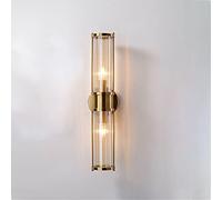 ZVALIEVYE Brass Wall Sconce Glass Shade Metal Wall Mounted Lamp, Modern Vanity Wall Light Fixtures, Nordic Ceiling Mount Lighting for Bedroom Bedside Living Room Vanity Mirror/Brass or D/2Light
