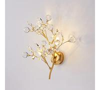 ZVALIEVYE European Light Wall Lamps Crystal Wall Sconces Led 2/3Lights Tv Background Wall Living Room Bedroom Bedside Wall Light Nordic Stairway Wall Lighting Fixtures Mirror Front Decorative Ligh/3W