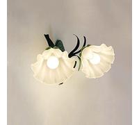 ZVALIEVYE Glass Wall Sconce Green Metal Wall Sconces Lighting Fixture 2-Light Wall Lamp, Modern Flower Wall Lights for Living Room Bedroom Bedside Hallway, E14 Headboard Lamps