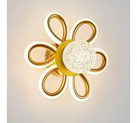 ZVALIEVYE Gold Wall Light Led Wall Sconce Lamp in Flower Shape, Modern Home Decor Wall Lighting Fixture, 27W Headboard Lamps Indoor Wall Wash Lights for Living Room Bedroom Stairs/3 Color Modes