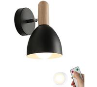 ZVALIEVYE Indoor Modern Farmhouse Industrial Battery Operated Wall Sconce Remote Dimmable Led Cordless Wall Light Fixture Rechargeable Wireless Wall Lamp for Bedside Kids Bedroom Living Room/Black