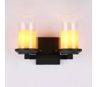 ZVALIEVYE Industrial Wall Sconce Black Vanity Wall Light Farmhouse Wall Mounted Lamp Vintage Hardwired Sconces Wall Lighting E27 Wall Lights for Living Room Bedroom Loft Stairs/2Light