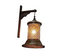 ZVALIEVYE Modern Wooden Wall Lamp, Thai Handmade Bamboo Wall Light, Retro Home Decoration, Bedroom Bedside, Living Room, Lounge, Corridor, Indoor Wall Sconce, Dining Room
