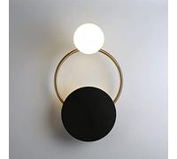 ZVALIEVYE Modern Wrought Iron Led Wall Lamps, Bedroom Round Glass Wall Light, Living Room Aisle Corridor Wall Mount Fixtures, Restaurant Decorative Light/White Light