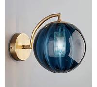 ZVALIEVYE Simple Wrought Iron Glass Ball Wall Lamp, Postmodern Bedroom Bedside Wall Light, Living Room Led Lighting Wall Light Fixtures, Dining Room Lighting Fixtures/Blue