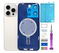ZVB 15 Pro Back Glass Replacement for iPhone 15 Pro Back Glass (6.1 Inches) with Pre-Installed Plate + Camera Frame + Lens + Reparing Tools (White Titanium)