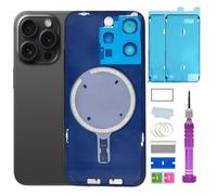 ZVB 15 Pro Back Glass Replacement for iPhone 15 Pro Back Glass (6.1 Inches) with Pre-Installed Plate + Camera Frame + Lens + Reparing Tools (Black Titanium)