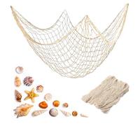 Zveniy Fish Net Decorations Wall Decor 80x40in Beach Themed Nautical Fishing Net Wall Hanging Mediterranean Style for Party Wedding Photographing Home Bedroom Decoration