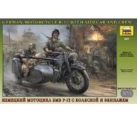 Zvezda 1/35 German Motorcycle R-12 with sidecar and crew # 3607 - Plastic Mod...