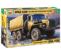 Zvezda 3654 URAL-4320 Russian Army Truck 500783654-1:35 Ural 4320-Russian, Stand Model Building, Hobby, Crafts, Plastic Kit, Unvarnished, Small