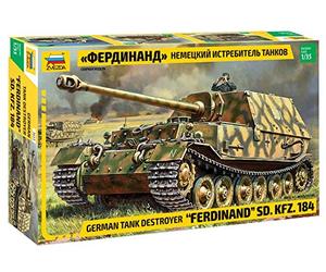 Zvezda 3653 500783653-1:35 Sd. Kfz.184 Ferdinand Tiger, model building, building kit, stand model making, hobby, crafts, plastic kit, unpainted.