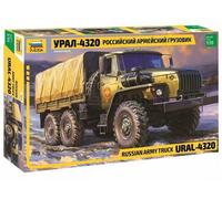 Zvezda 3654 URAL-4320 Russian Army Truck 500783654-1:35 Ural 4320-Russian, Stand Model Building, Hobby, Crafts, Plastic Kit, Unvarnished, Small