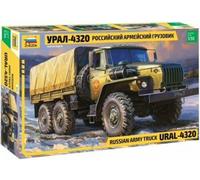 Zvezda 3654 URAL-4320 Russian Army Truck 500783654-1:35 Ural 4320-Russian, Stand Model Building, Hobby, Crafts, Plastic Kit, Unvarnished, Small