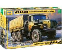 Zvezda 3654 URAL-4320 Russian Army Truck 500783654-1:35 Ural 4320-Russian, Stand Model Building, Hobby, Crafts, Plastic Kit, Unvarnished, Small