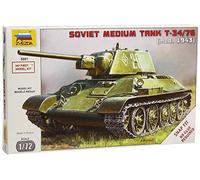 Zvezda 500785001 World War II Russian War Tank Snap-Fit Model Kit T34/76, Scale 1:72